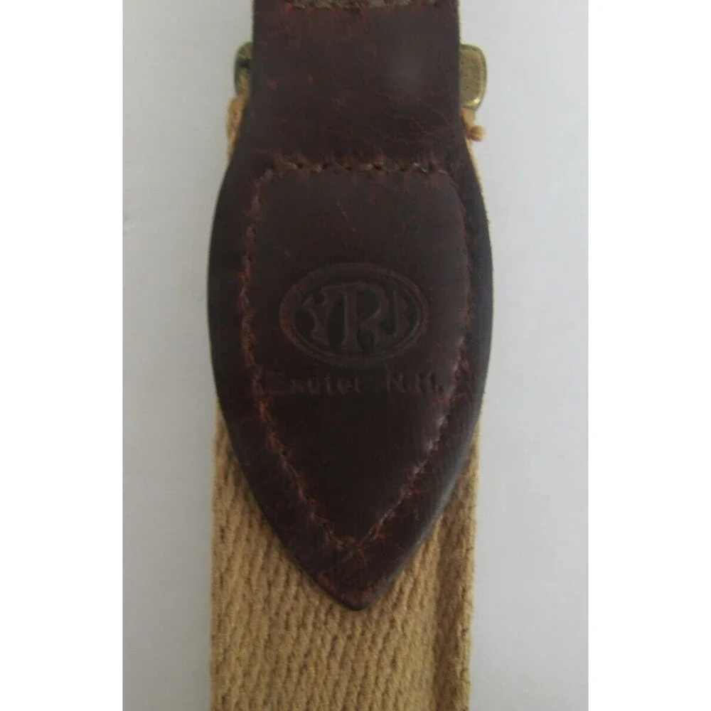 YRI Belt Bird Golfer Green Ribbon And Leather Brass Buckle Mens Size 38